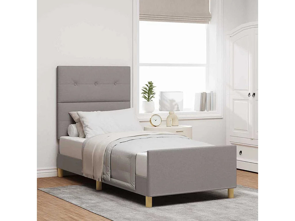 Estructura de cama con cabecera Taupé 100 x 200 cm tela