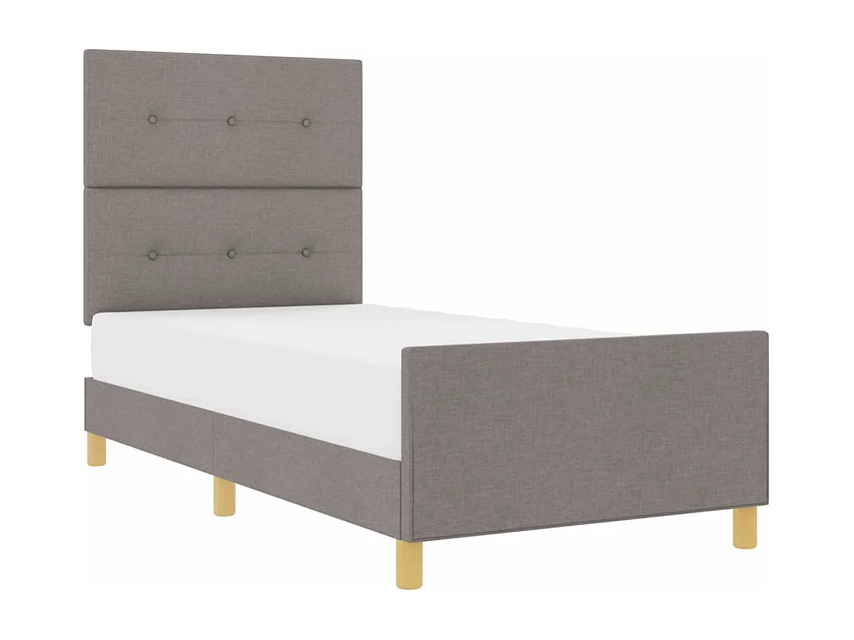 Estructura de cama con cabecera Taupé 100 x 200 cm tela