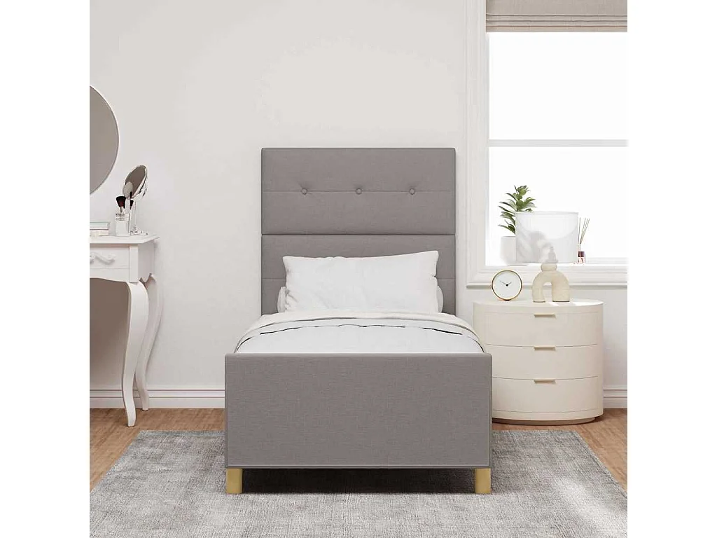 Estructura de cama con cabecera Taupé 100 x 200 cm tela