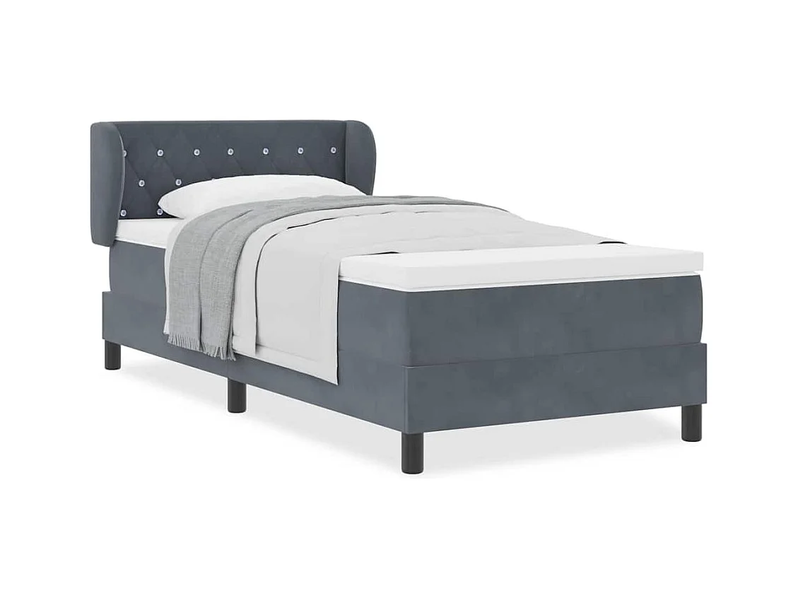 Cadre de lit avec matelas gris foncé 80x200 cm en velours