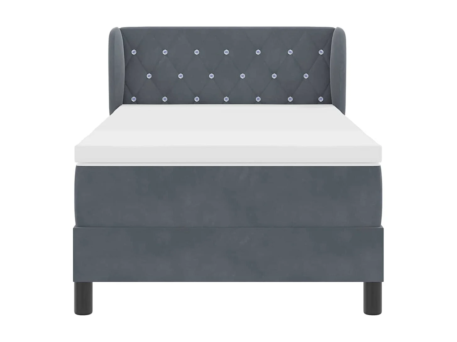 Cadre de lit avec matelas gris foncé 80x200 cm en velours
