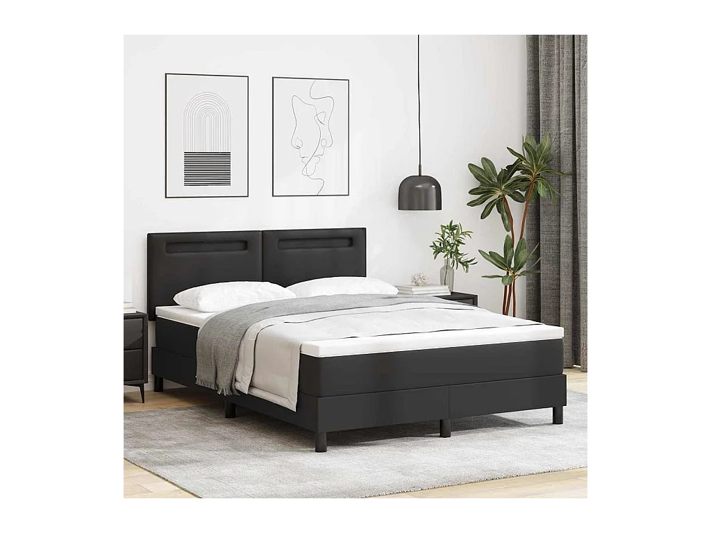 Cadre de lit avec matelas Noir 140 x 200 cm Faux cuir