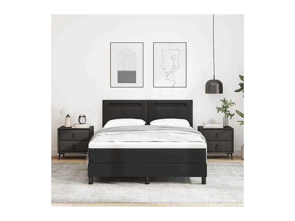 Cadre de lit avec matelas Noir 140 x 200 cm Faux cuir