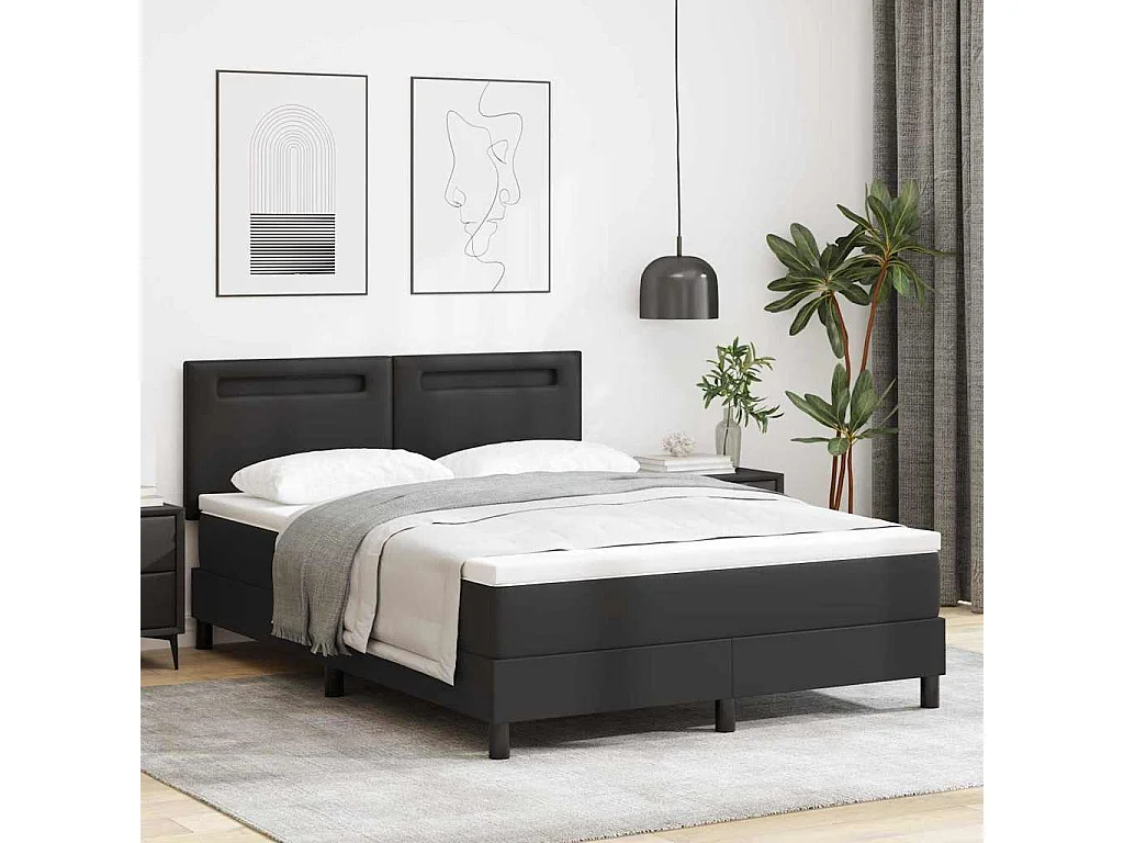 Cadre de lit avec matelas Noir 140 x 200 cm Faux cuir
