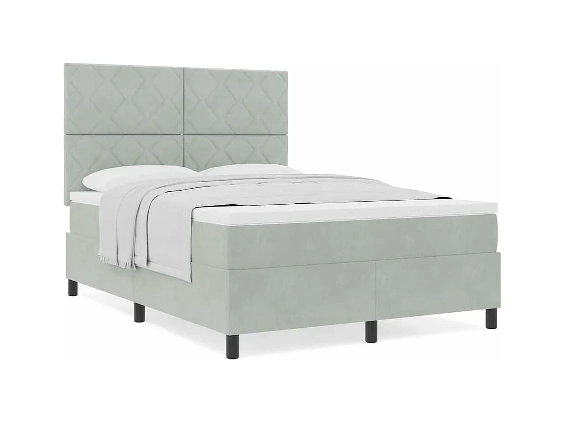 Cadre de lit avec matelas Gris clair 140 x 190 cm Velours