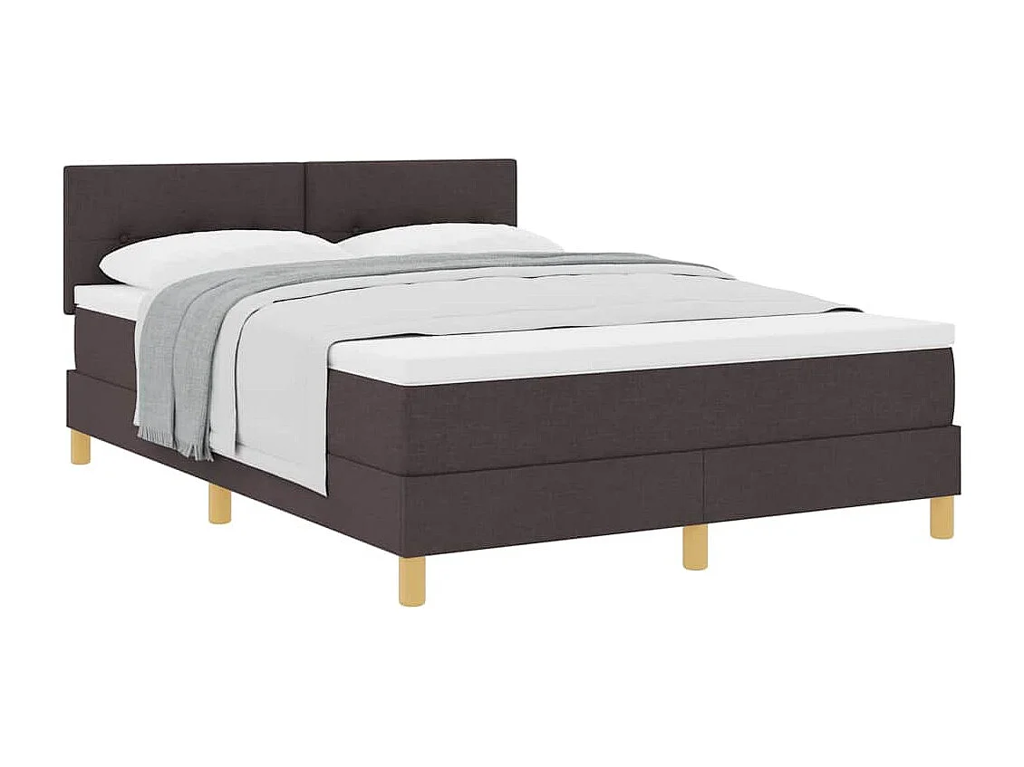 Cadre de lit avec matelas Marron foncé 140 x 190 cm tissu
