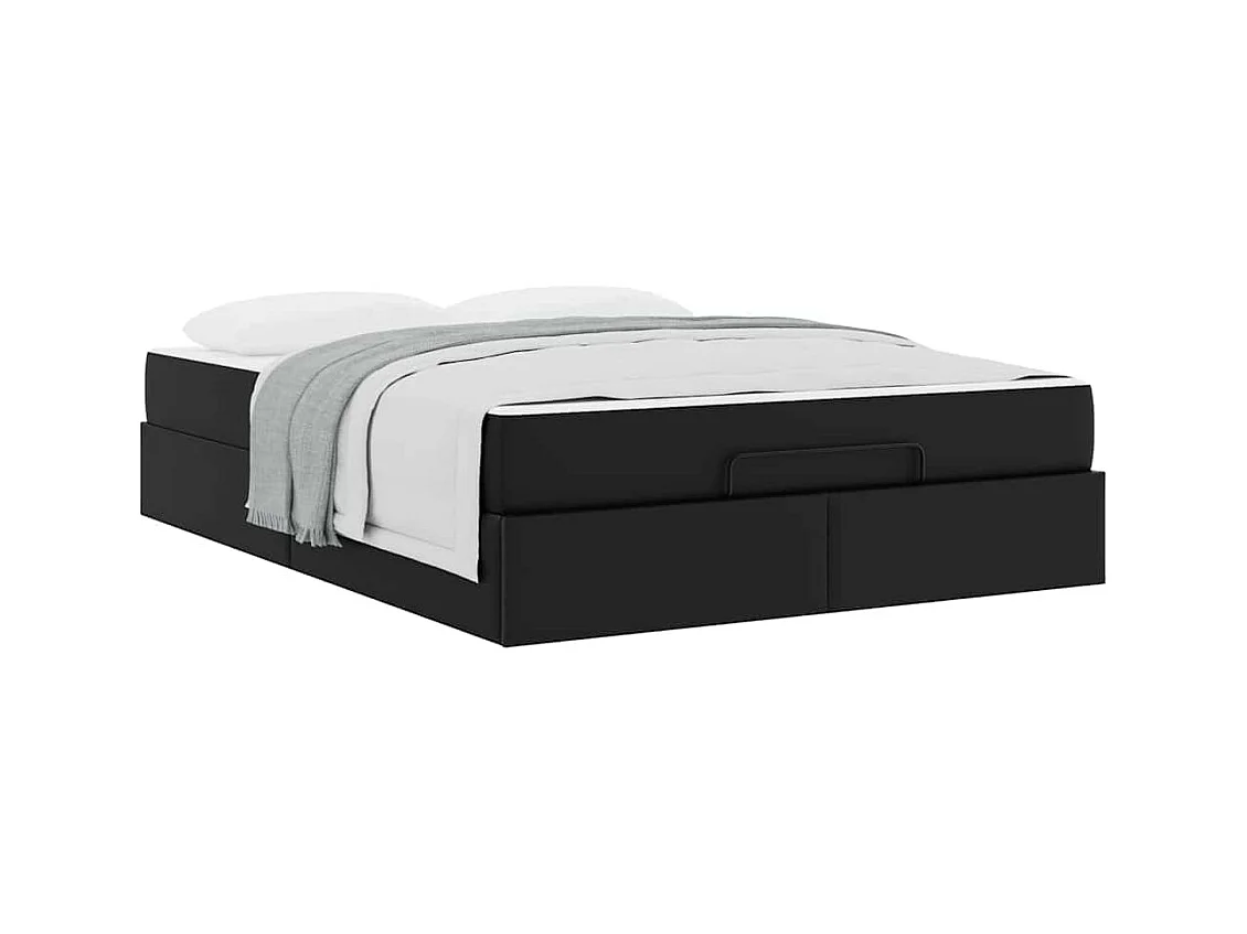 Cadre de lit avec matelas Noir 140 x 190 cm Faux cuir