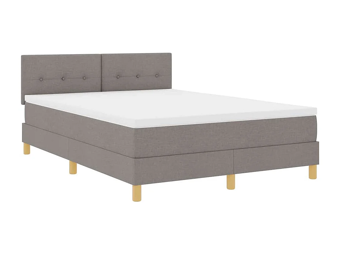 Cadre de lit avec matelas Taupe 140 x 200 cm tissu