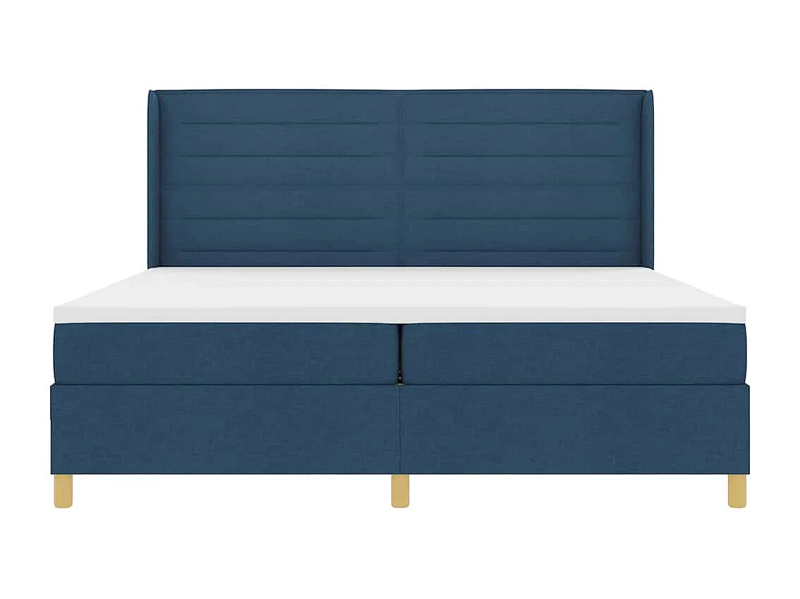 Cama con Somier con colchón con cabecera Azul 200 x 200 cm tela
