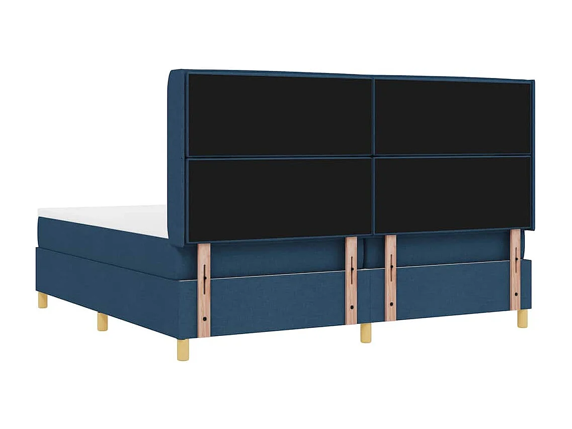 Cama con Somier con colchón con cabecera Azul 200 x 200 cm tela