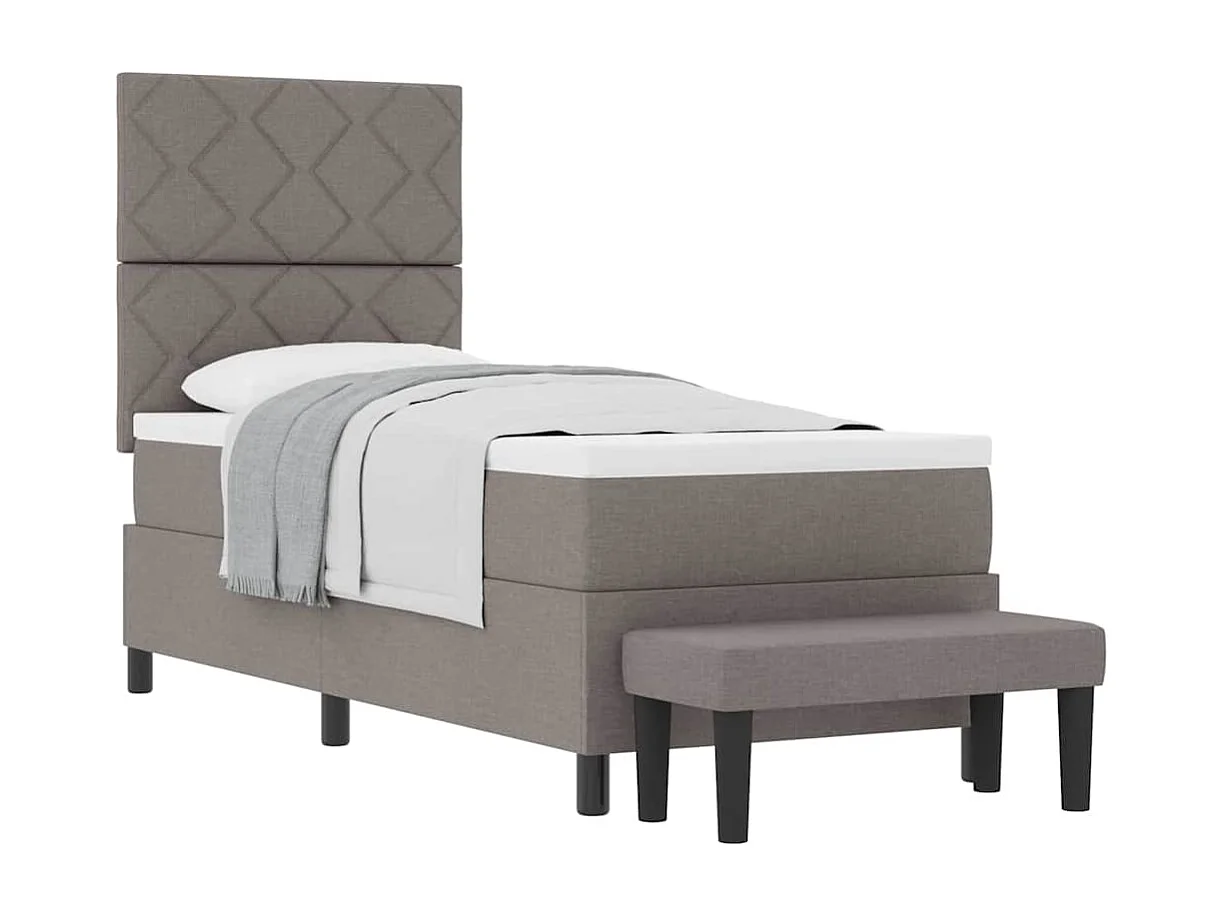 Cama tipo Box Spring con colchón Taupé 80 x 200 cm tela