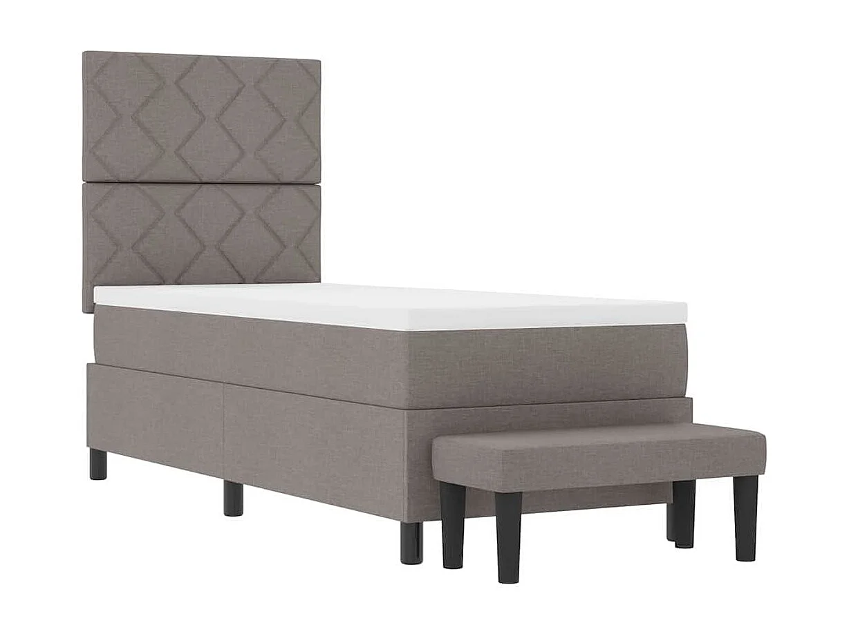 Cama tipo Box Spring con colchón Taupé 80 x 200 cm tela