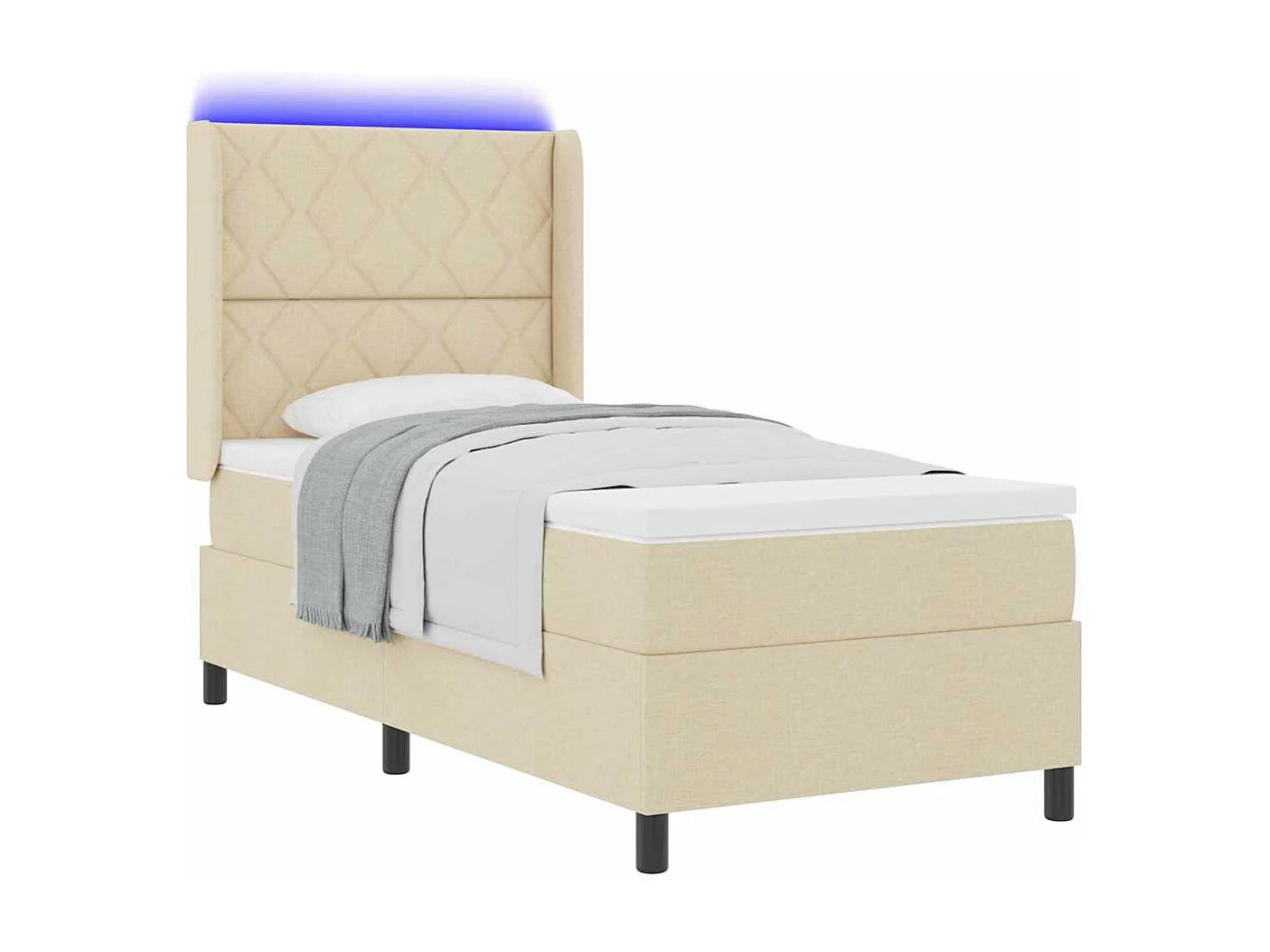 Cadre de lit avec matelas Crème 100 x 200 cm tissu