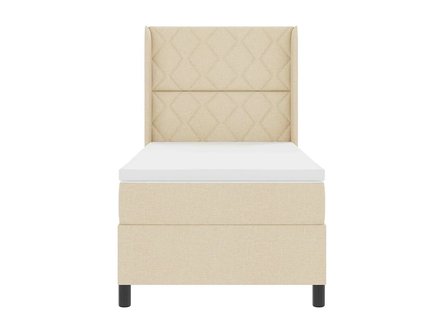 Cadre de lit avec matelas Crème 100 x 200 cm tissu