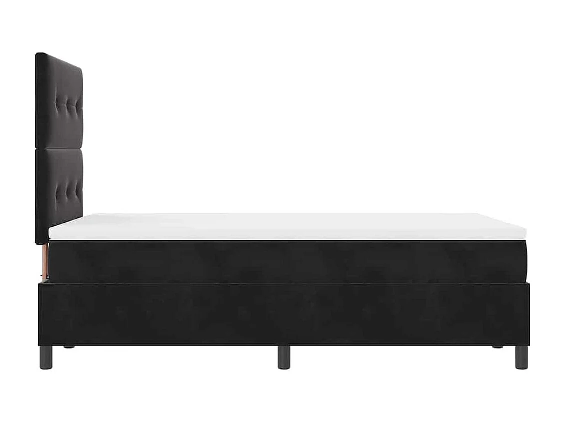 Cama tipo Box Spring con colchón Negro 120 x 200 cm Terciopelo