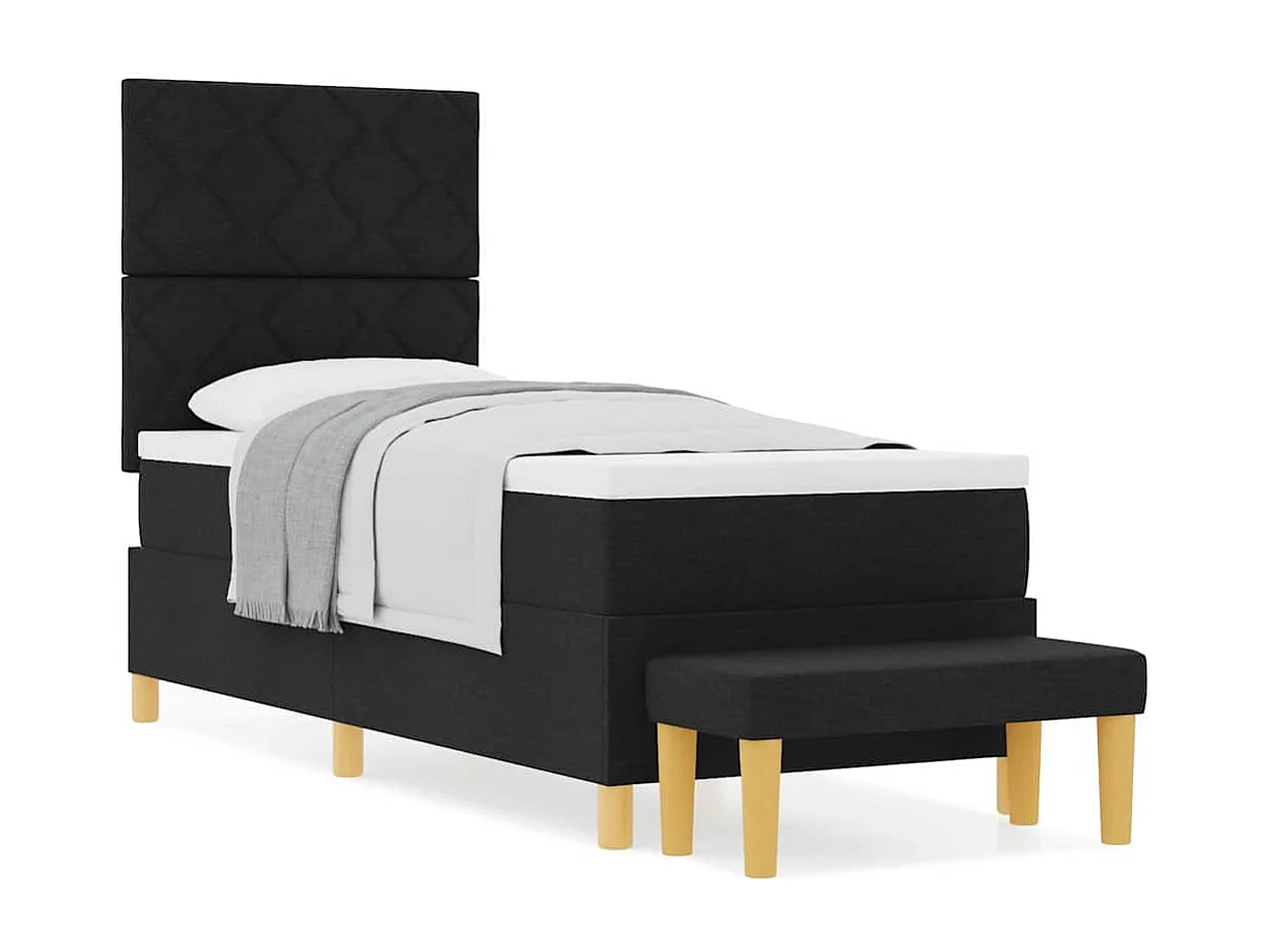 Cama tipo Box Spring con colchón Negro 80 x 200 cm tela