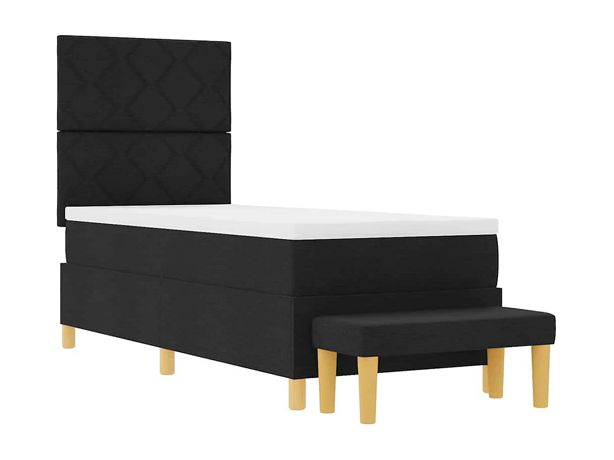 Cama tipo Box Spring con colchón Negro 80 x 200 cm tela