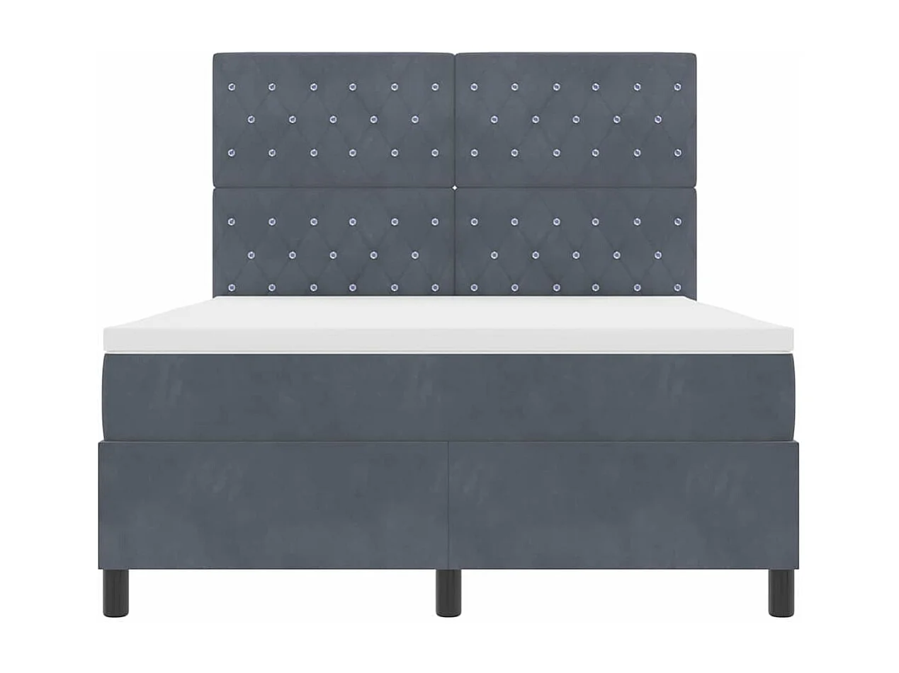 Cadre de lit avec matelas Gris foncé 140 x 190 cm Velours
