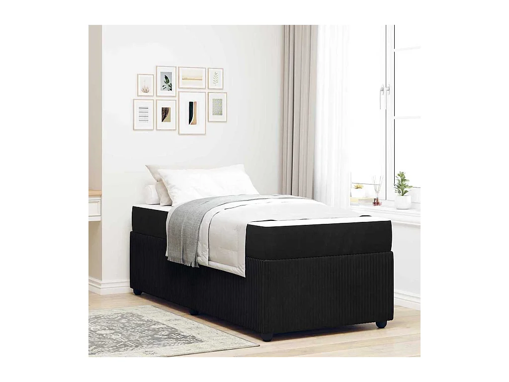 Estructura de cama con colchón Negro 80 x 200 cm Terciopelo