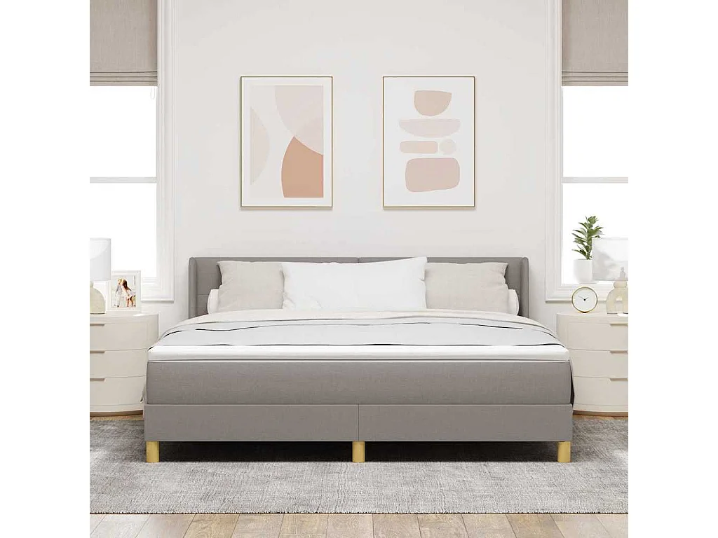 Cama con Somier con colchón Taupé 180 x 200 cm tela