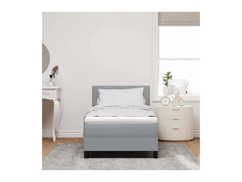 Cama box spring con colchón Gris claro 100 x 200 cm tela