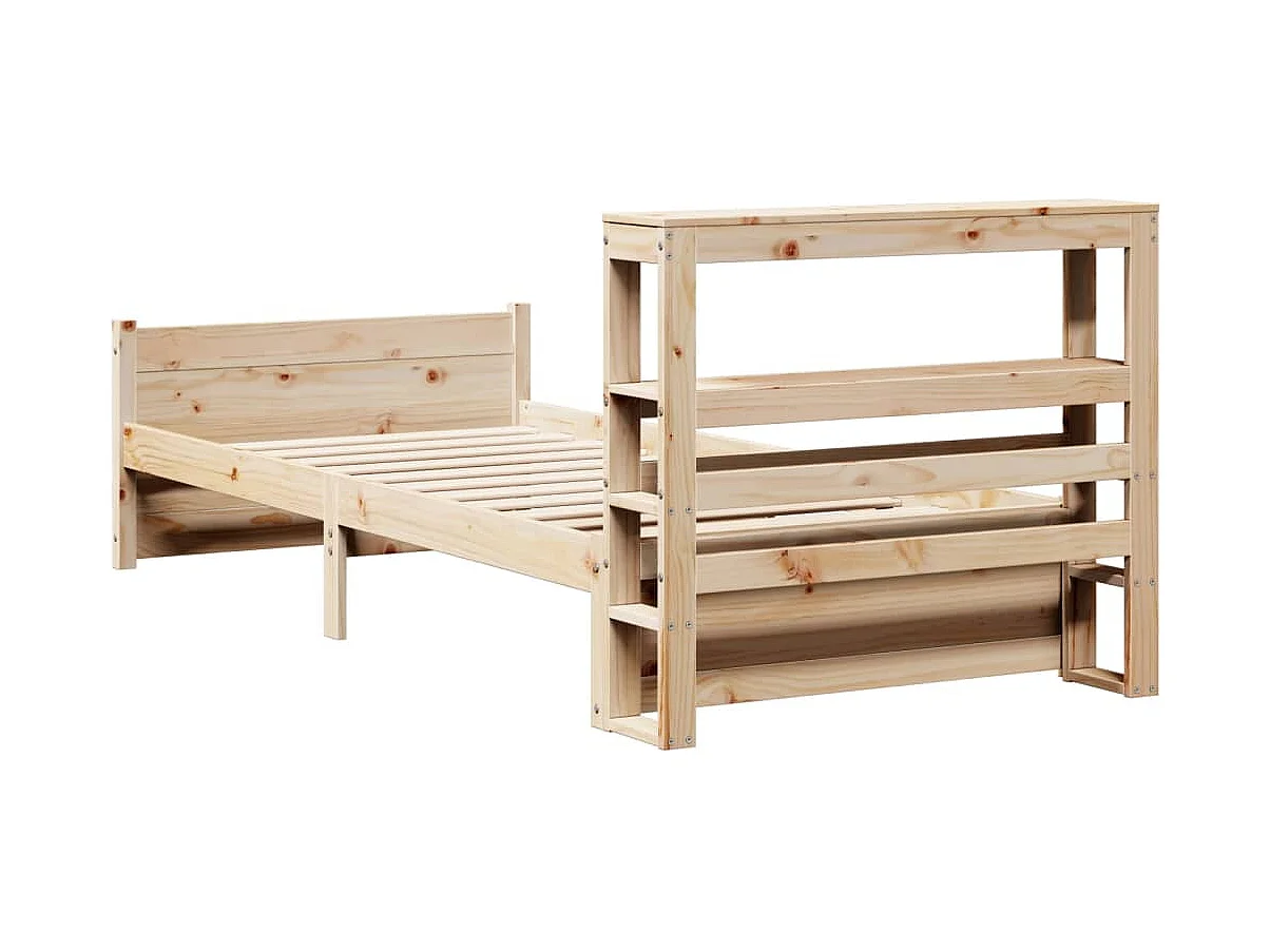 Bedframe met hoofdbord massief grenenhout 90x190 cm