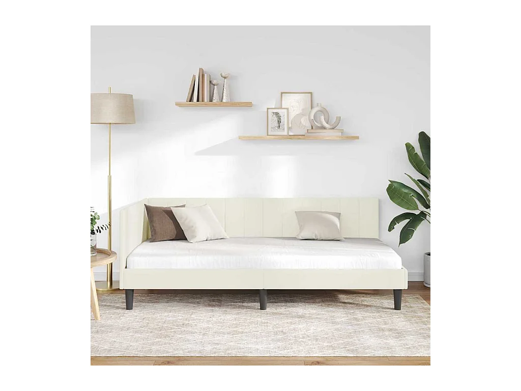 Estructura de cama en esquina Crema 100 x 200 cm Terciopelo