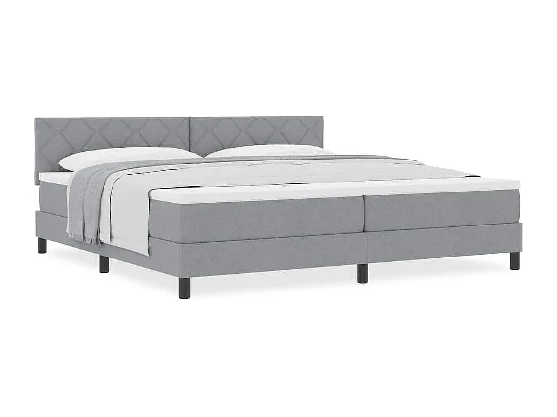 Cadre de lit avec matelas Gris clair 200 x 200 cm tissu
