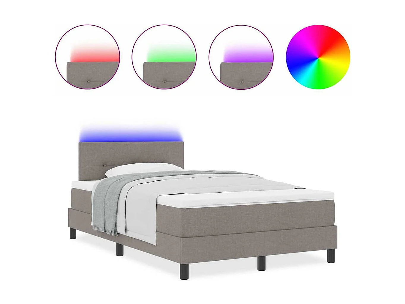 Cama tipo Box Spring con colchón Taupé 120 x 190 cm tela