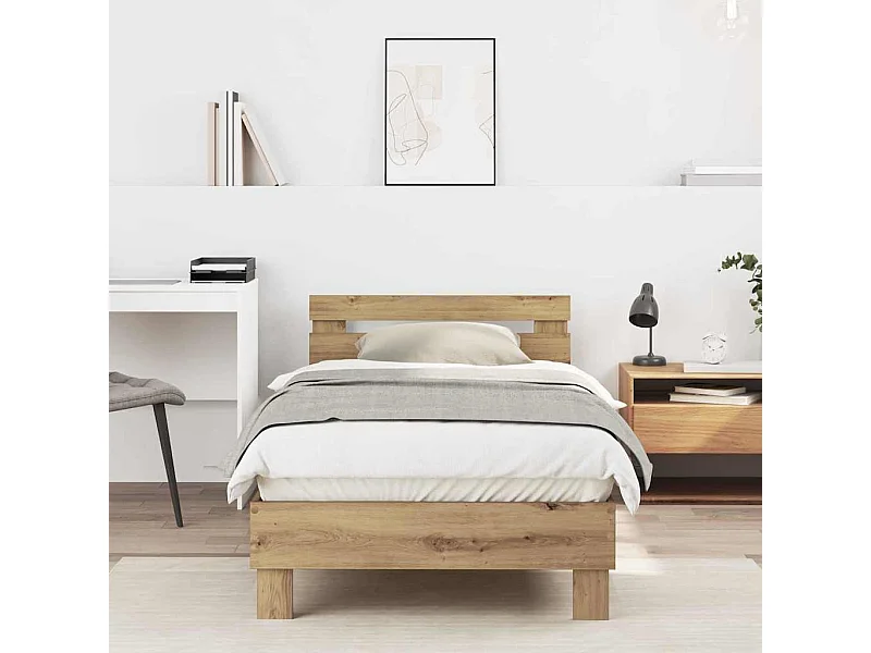 Bedframe met hoofdeinde Artisan Eiken 90 x 200 cm Bewerkt hout