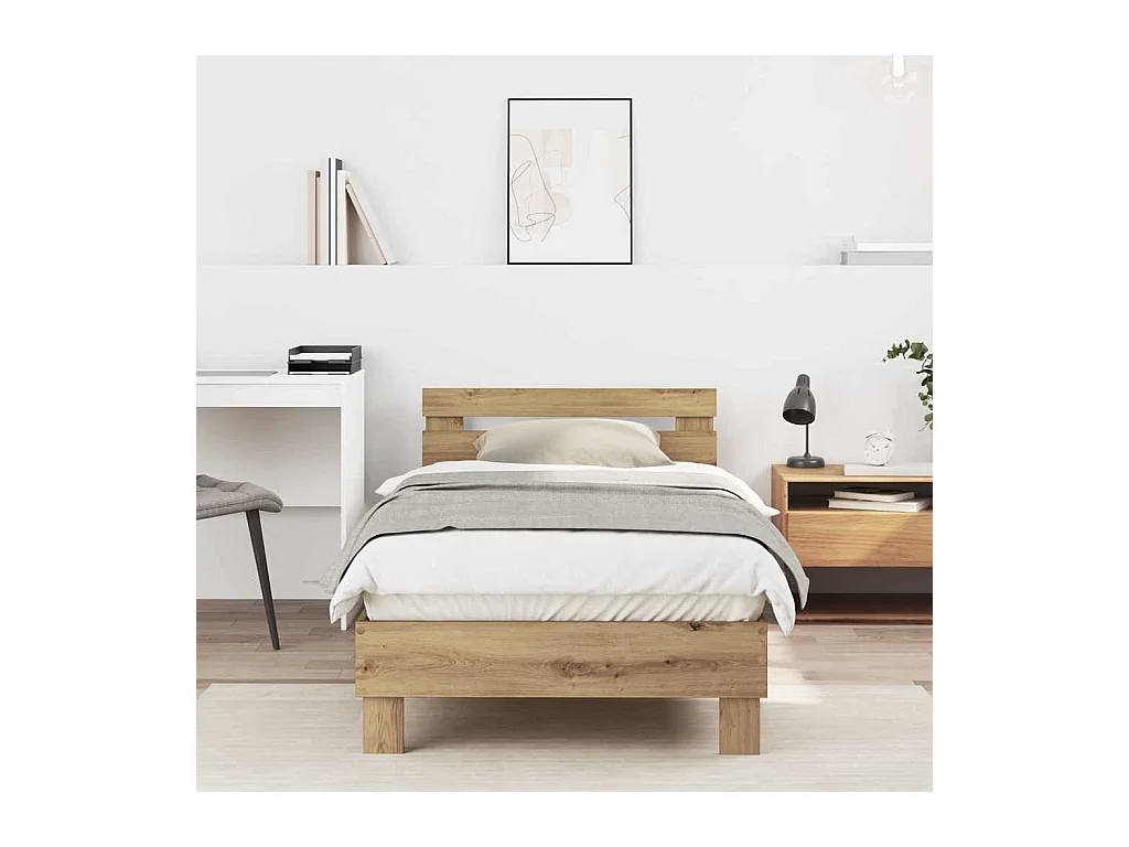 Cadre de lit Chêne artisanal 90 x 200 cm Bois d'ingénierie