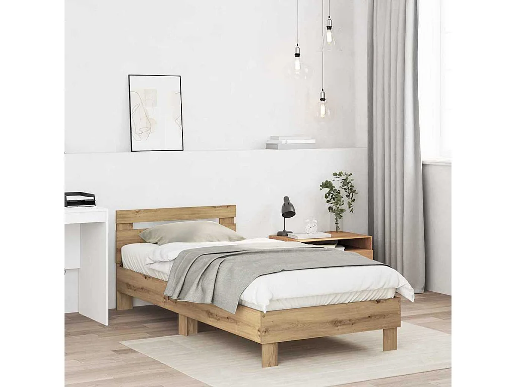 Cadre de lit Chêne artisanal 90 x 200 cm Bois d'ingénierie