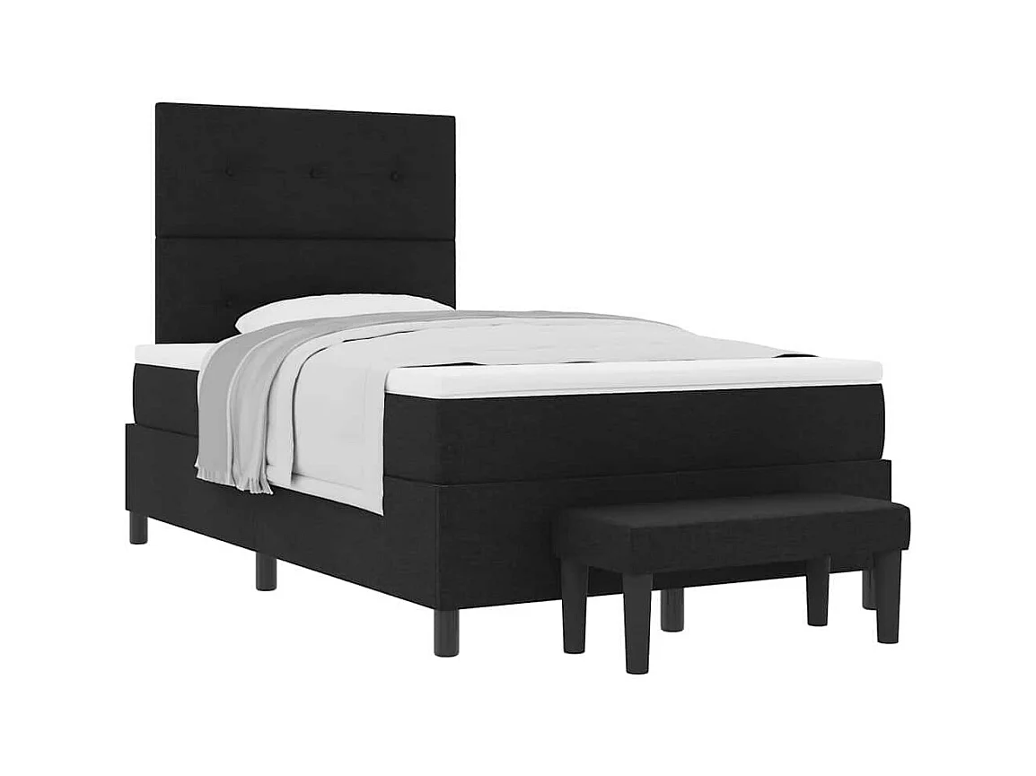 Cadre de lit avec matelas Noir 120 x 200 cm tissu