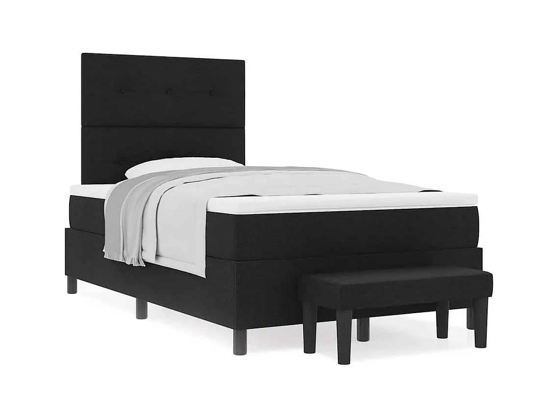 Cadre de lit avec matelas Noir 120 x 200 cm tissu