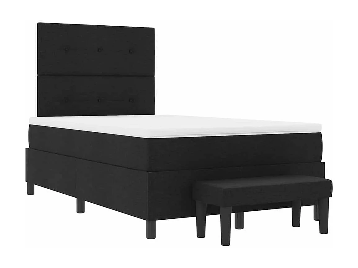 Cama tipo Box Spring con colchón Negro 120 x 200 cm tela