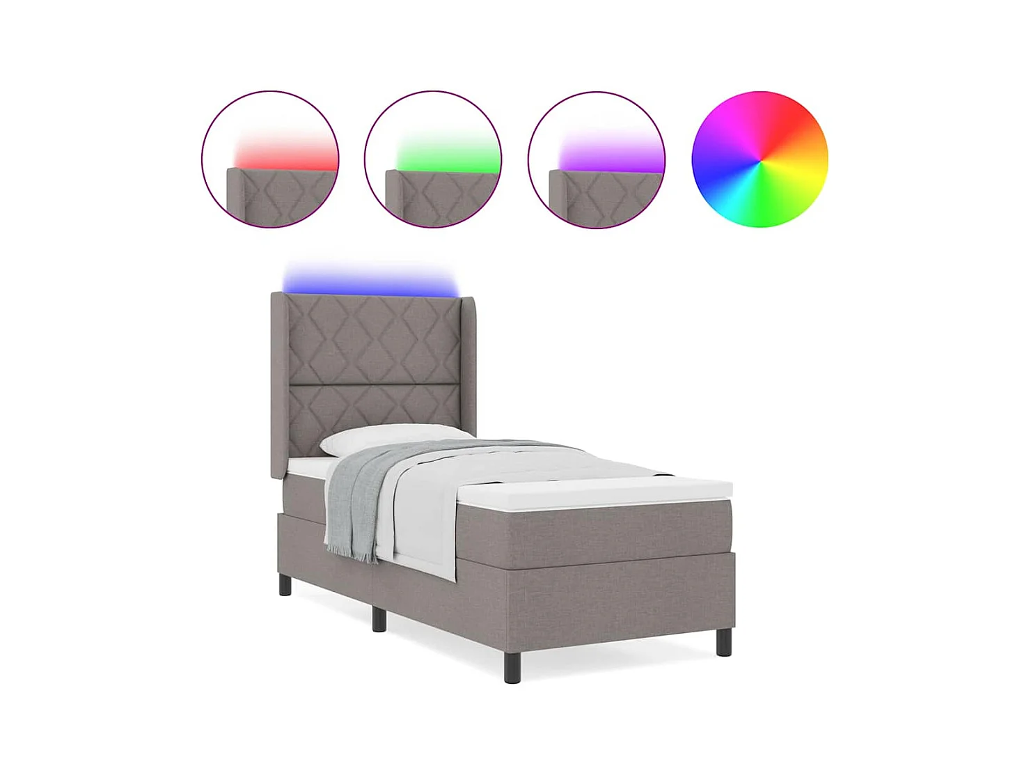 Cadre de lit avec matelas Taupe 100 x 200 cm tissu