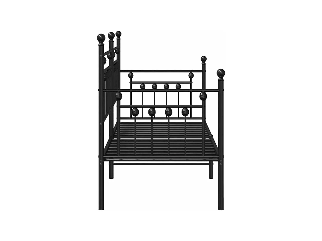 Cadre de lit de jour avec tête de lit Noir 80 x 200 cm Acier