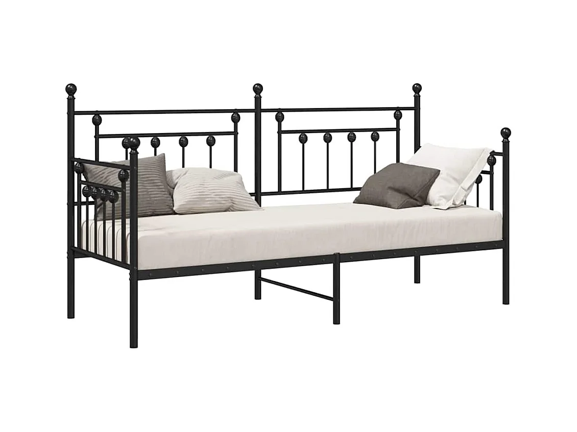 Cadre de lit de jour avec tête de lit Noir 80 x 200 cm Acier