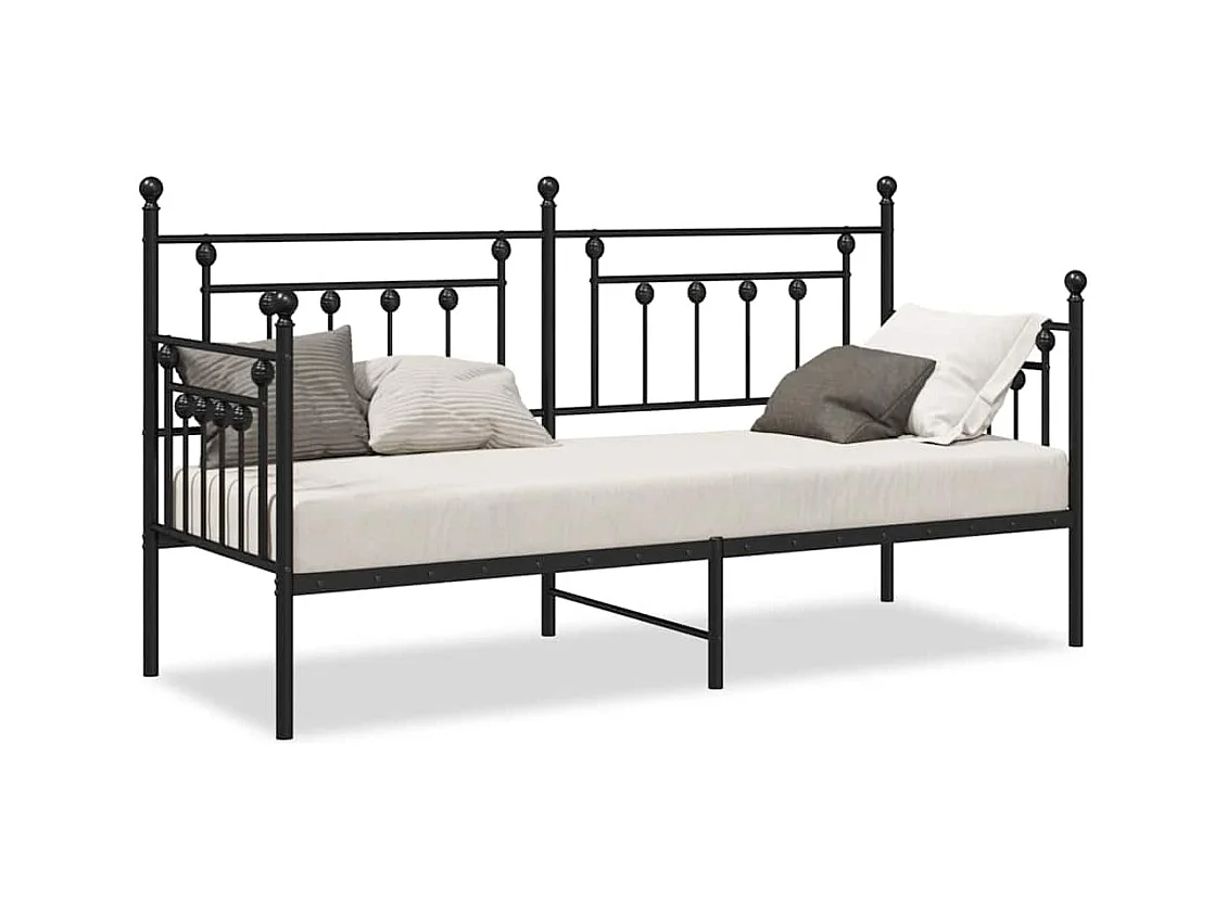 Cadre de lit de jour avec tête de lit Noir 80 x 200 cm Acier