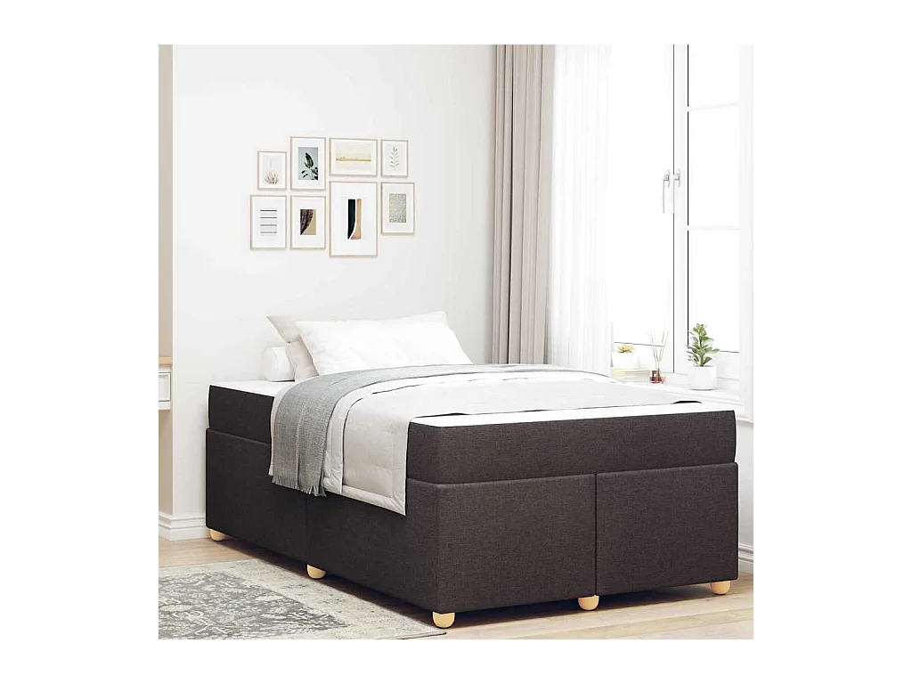 Cadre de lit avec matelas Marron foncé 120 x 190 cm tissu