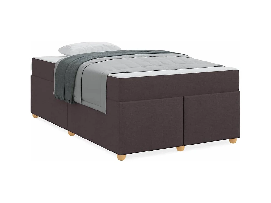 Cadre de lit avec matelas Marron foncé 120 x 190 cm tissu