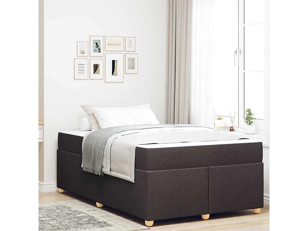 Estructura de cama con colchón Marrón oscuro 120 x 190 cm tela