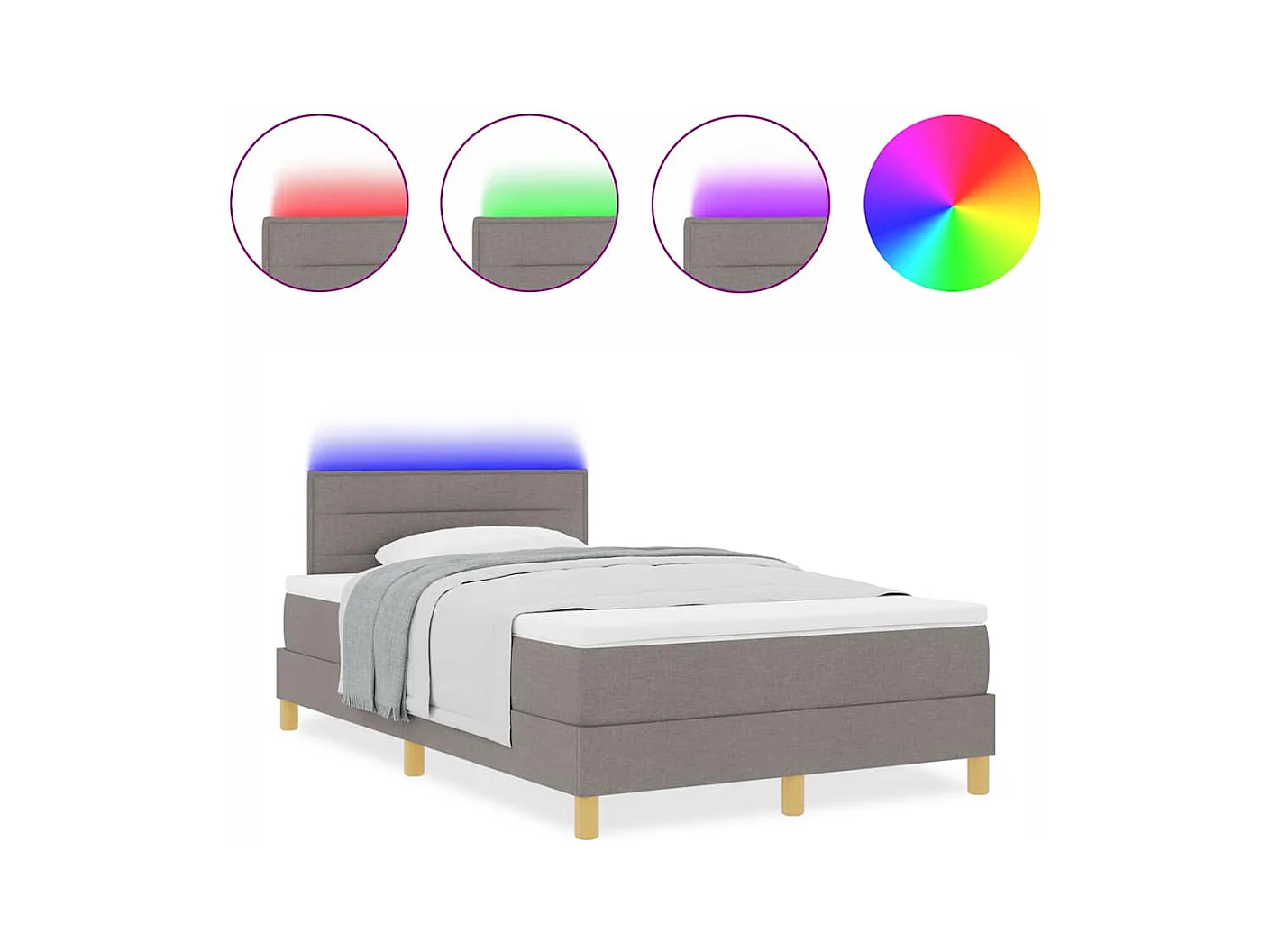 Cadre de lit avec matelas Taupe 120 x 200 cm tissu