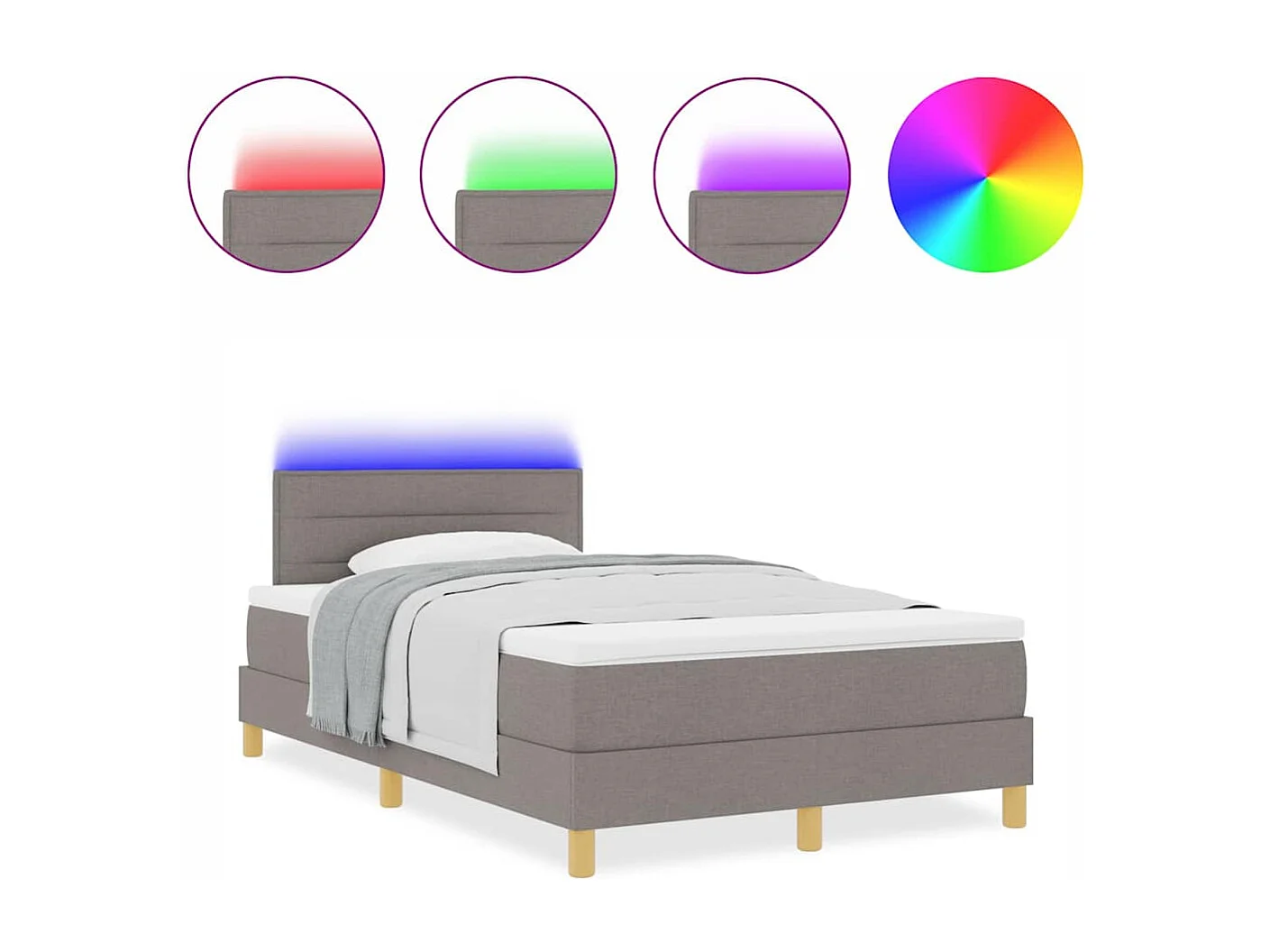 Cadre de lit avec matelas Taupe 120 x 200 cm tissu