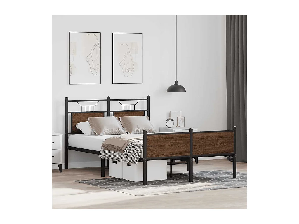 Estrutura cama s/ colchão derivados madeira carvalho castanho