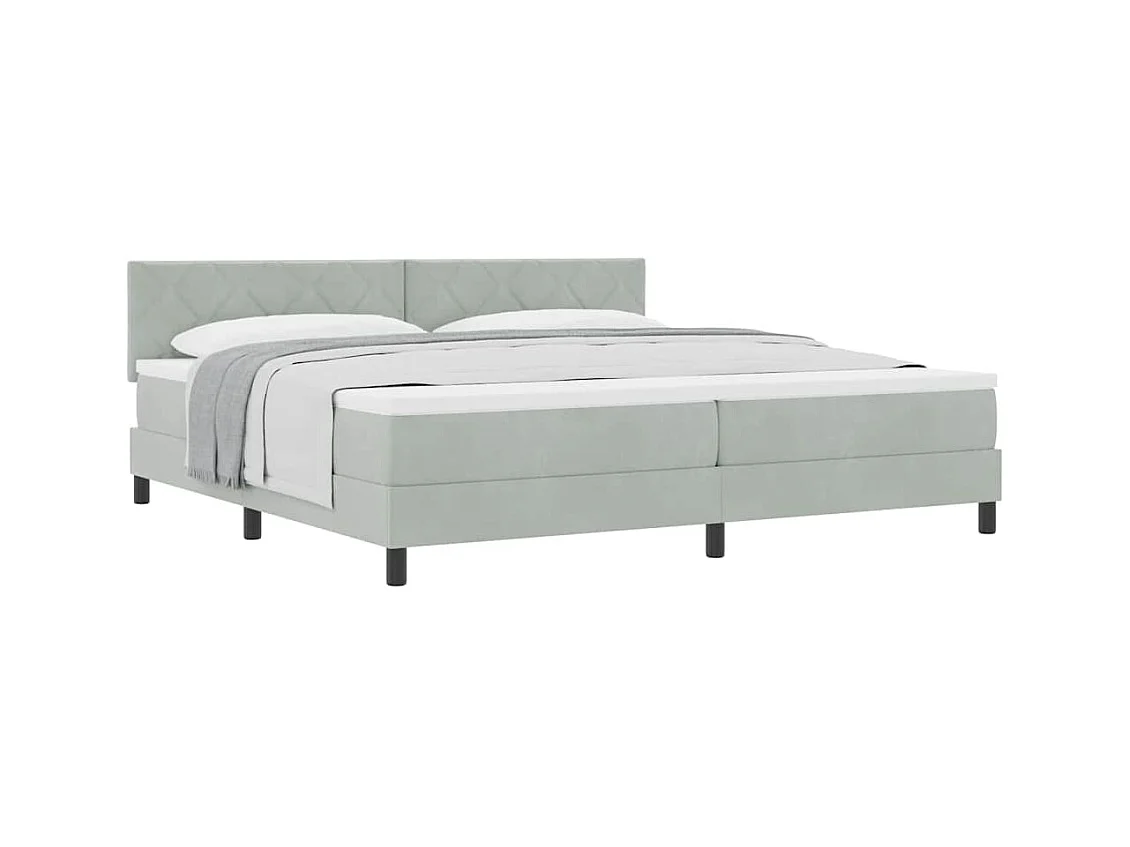 Cadre de lit avec matelas Gris clair 200 x 200 cm tissu