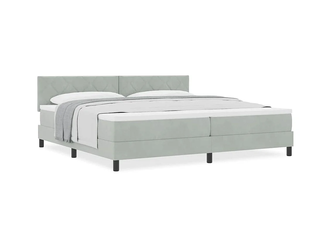 Cadre de lit avec matelas Gris clair 200 x 200 cm tissu