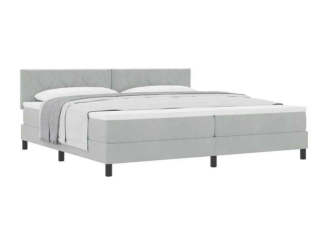 Cadre de lit avec matelas Gris clair 200 x 200 cm tissu