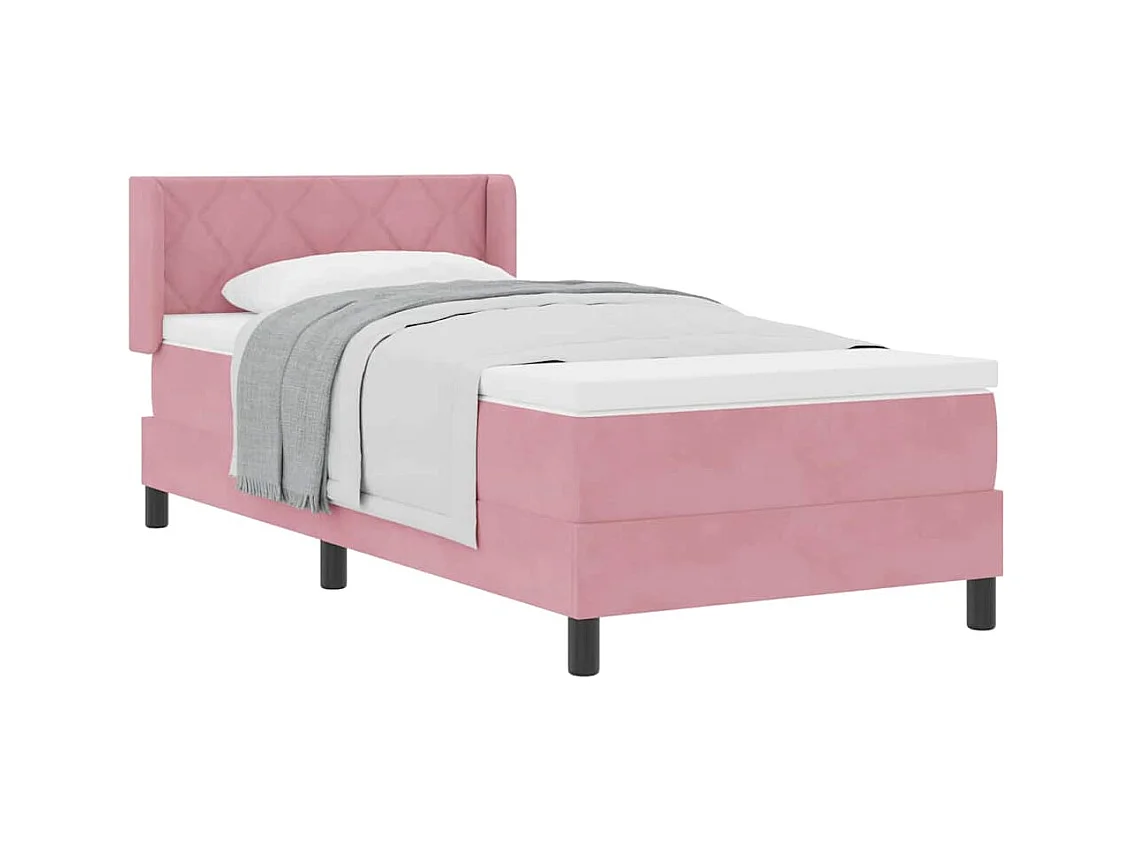 Cadre de lit avec matelas noir 100x200 cm en velours Rose