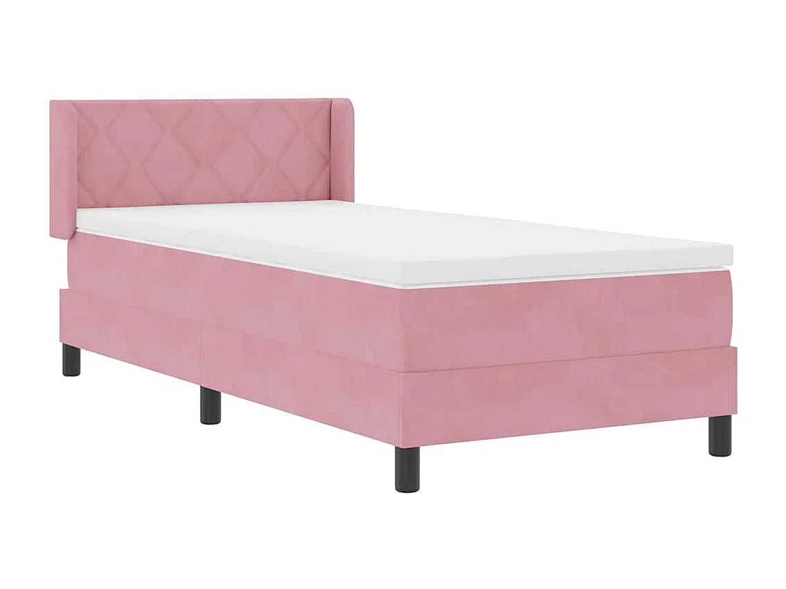 Cadre de lit avec matelas noir 100x200 cm en velours Rose